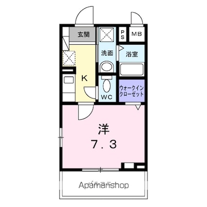 ベルカーサ[1K/25.6m2]の間取図