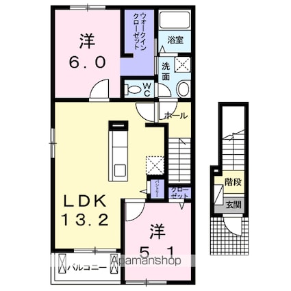 ラ・ビータ　Ⅰ[2LDK/58.7m2]の間取図