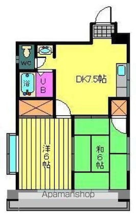ピロティ小坂[2DK/38.88m2]の間取図