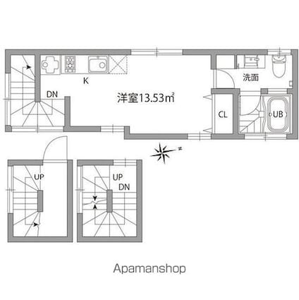 グランエッグス千歳烏山Ｎ[1R/33.08m2]の間取図
