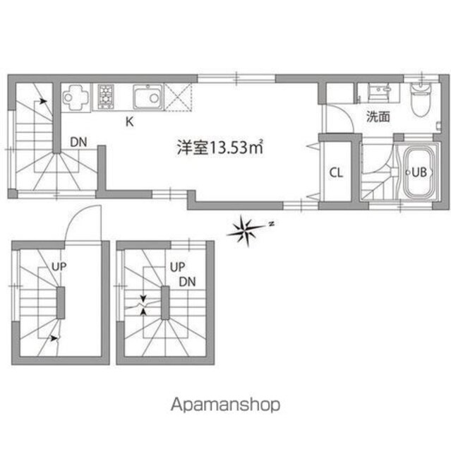 グランエッグス千歳烏山Ｎ[1R/33.08m2]の間取図