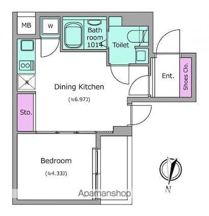 ビバリーホームズ石神井台[1DK/26.37m2]の間取図
