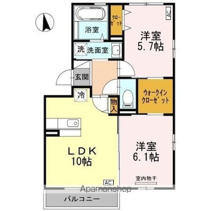 ＢーＦＬＡＴ[2LDK/52.54m2]の間取図