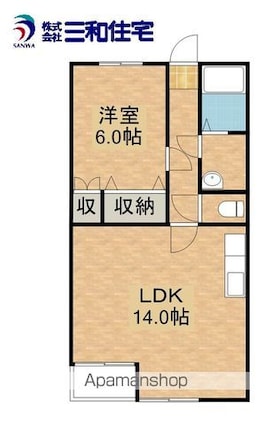 松原シティーⅡ[1LDK/51m2]の間取図