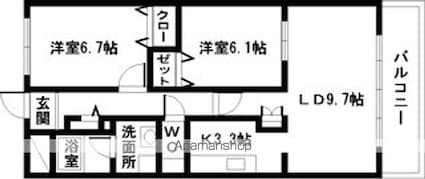 和歌山県和歌山市内原[2LDK/56.63m2]の間取図