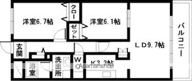 和歌山県和歌山市内原[2LDK/56.63m2]の間取図