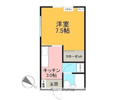 メゾン坂[1K/24.84m2]の間取図