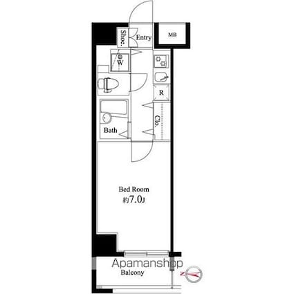 ＳＱＵＡＲＥ潮見[1K/22.5m2]の間取図