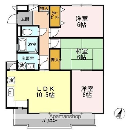 スカイ・ブリッジ　Ｄ[3LDK/68.75m2]の間取図