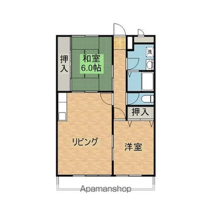 茨城県鹿嶋市緑ヶ丘３丁目[2LDK/55.39m2]の間取図