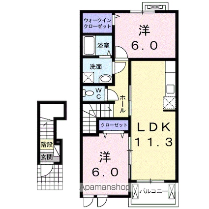 ピアチェーレⅡ[2LDK/57.26m2]の間取図