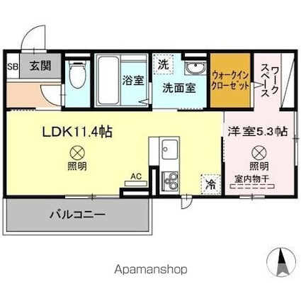 Ｆ　フォレスト[1LDK/41.85m2]の間取図