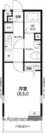 東京都八王子市南新町[1K/21.11m2]の間取図