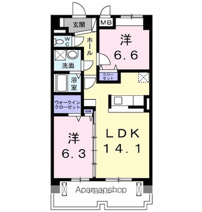 ウィステリア[2LDK/61.52m2]の間取図