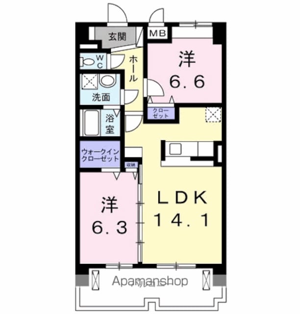ウィステリア[2LDK/61.52m2]の間取図