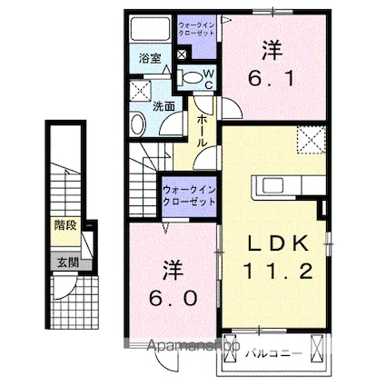 リバサイド　Ｂ[2LDK/57.64m2]の間取図