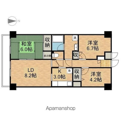 ニューリバーコート[3LDK/61.48m2]の間取図