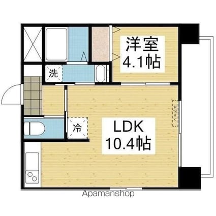 ヴェルデ・フレスコ三番町[1LDK/33.76m2]の間取図