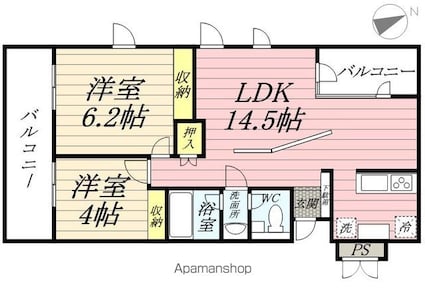 榎本ビル[2LDK/61.3m2]の間取図