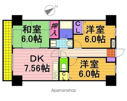 エステート秀[3DK/56.84m2]の間取図