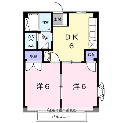 ニューシティ富士Ｂ[2DK/40.04m2]の間取図