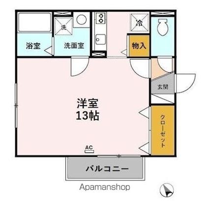センチュリオン　Ｂ[1K/34.72m2]の間取図
