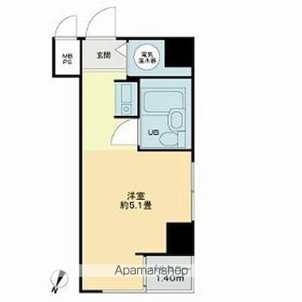 ライオンズマンション麻布[1R/17.8m2]の間取図