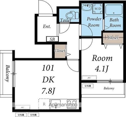 リブリ・ゼン[1DK/33.49m2]の間取図