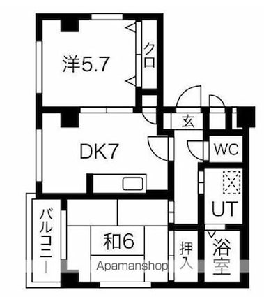 東京都江東区新大橋２丁目[2DK/45.53m2]の間取図