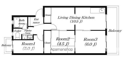 メゾン国分[3LDK/60.54m2]の間取図