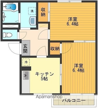 フレグランス平山Ａ[2K/43m2]の間取図