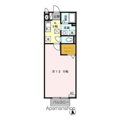 サン　トゥール　Ｂ[1K/36.65m2]の間取図