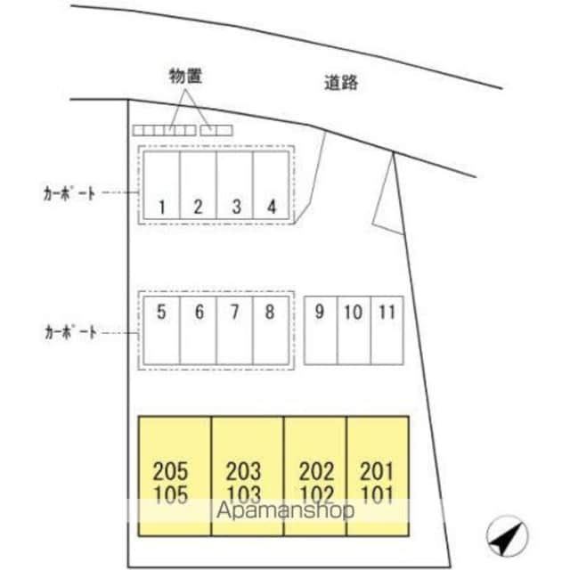 アリエスカ三内[1LDK/37.08m2]の配置図
