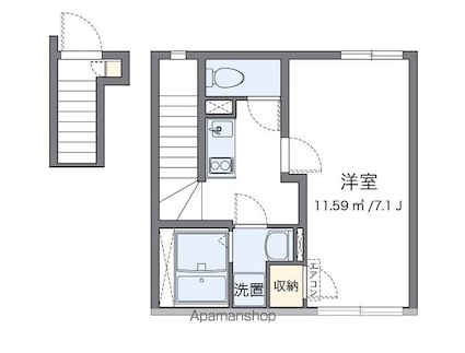 クレイノリアンフチュール山王[1K/25.49m2]の間取図