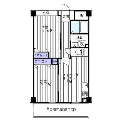 ランファン・ドール二子玉川[2DK/48.61m2]の間取図