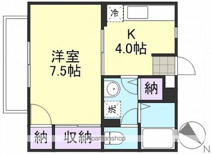 リビエール倉敷Ｃ[1K/29.81m2]の間取図
