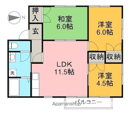 ハイツヒサ[3LDK/63m2]の間取図