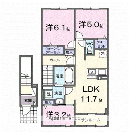 メゾンシャルール[3LDK/65.25m2]の間取図