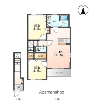 リバティコート　Ｈ＆ＭⅡ[2LDK/56.24m2]の間取図