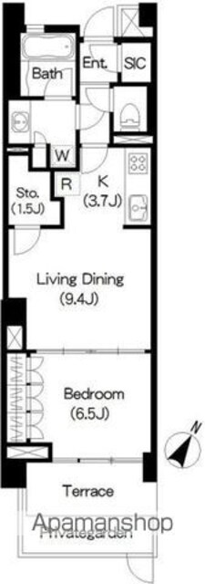 Ｂｒｉｌｌｉａ　ｉｓｔ　三軒茶屋　ブラッサムテラス[1SLDK/53.57m2]の間取図
