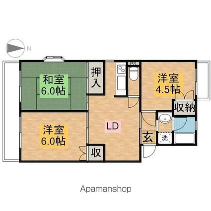 エーデルハイム[3LDK/59.5m2]の間取図