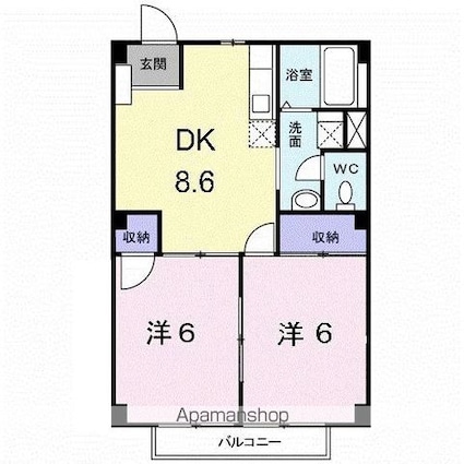 新居アパート．Ｙ[1LDK/44.72m2]の間取図
