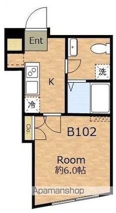 スカイヒルズ旗の台[1K/20.03m2]の間取図