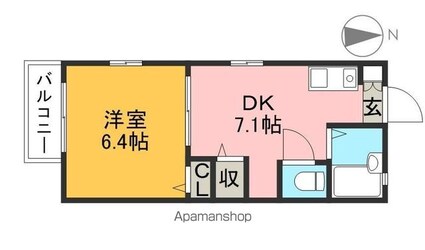 ラピス　Ａ棟[1DK/28.21m2]の間取図