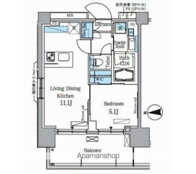 パークアクシス木場[1LDK/37.49m2]の間取図