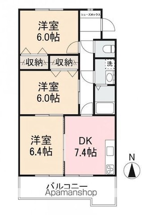 宮地マンション[3DK/59.22m2]の間取図