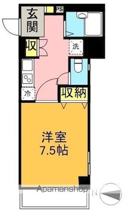 東京都世田谷区代田４丁目[1K/25.15m2]の間取図