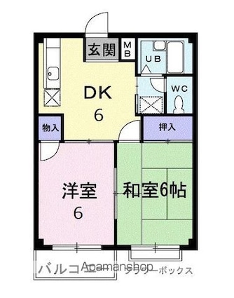 エルディム中原[1LDK/39.19m2]の間取図