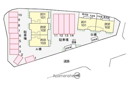 レザン・ラブール　Ｂ[2DK/42.05m2]の配置図
