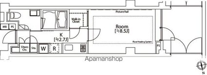 東京都新宿区市谷薬王寺町[1K/30.4m2]の間取図